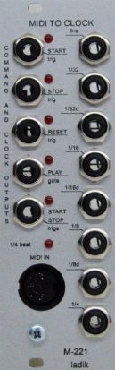 Eurorack Module M-221 MIDI to clock synchronizer from Ladik