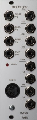 Eurorack Module M-220 MIDI to Clock Synchronizer from Ladik