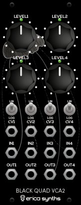 Eurorack Module Black Quad VCA2 from Erica Synths