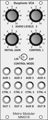 Eurorack Module MM316A Duophonic VCA from Metro Modular