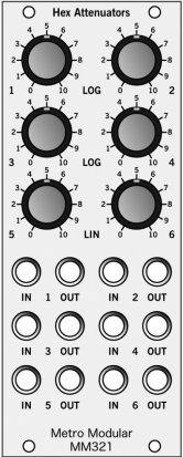 Eurorack Module MM321A Hex Attenuator from Metro Modular