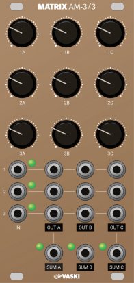 Eurorack Module AM-3/3 Triple Attenuverter Matrix from Vaski Embedded