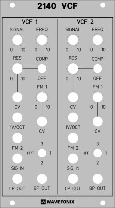 Eurorack Module 2140 Dual Voltage-Controlled Filter (VCF) from Wavefonix