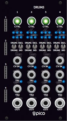 Eurorack Module Pico Drums 4 (custom panel) from Erica Synths