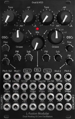 Eurorack Module Dual Analog Triangle VCO with Through Zero FM - Precision tracking from L-Fusion Electronics