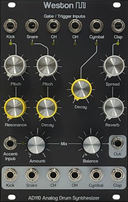 Eurorack Module AD110 Analog Drums (2025 Panel) from Weston Precision Audio