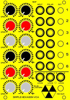 Eurorack Module Simple Hexagon VCA from Blue Lantern Modules