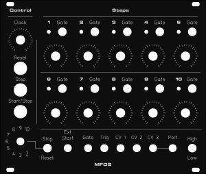 Eurorack Module 10 Step Sequencer from MFOS