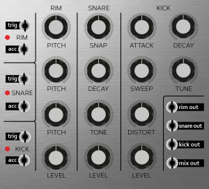 Eurorack Module Custom NeinOhNein Kick, Rim and Snare from Hexinverter Électronique