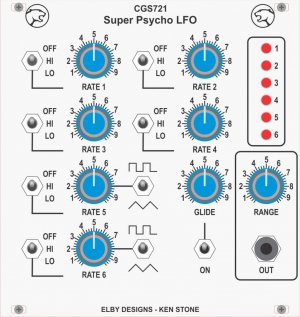 Eurorack Module CGS721 - Super Psycho LFO from Elby Designs