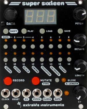 Eurorack Module Super Sixteen (black panel) from Extralife Instruments